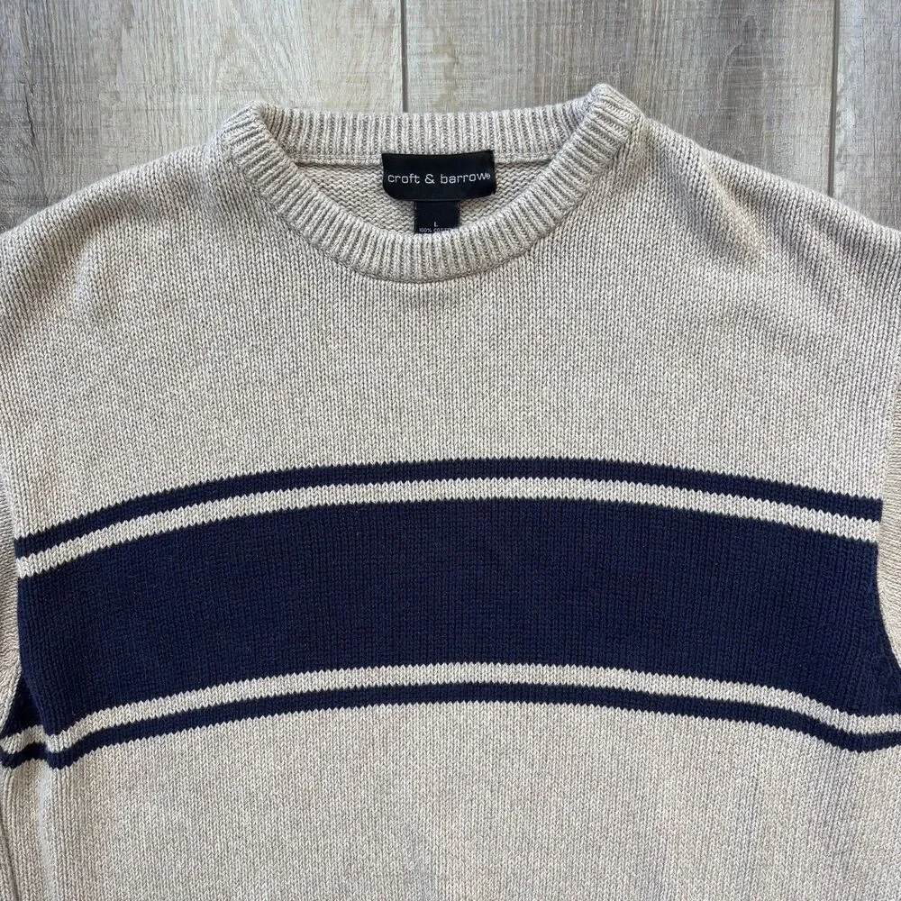 Vintage Croft & Barrow Mens Knit Sweater Size L Fisherman Academia Heritage Cozy - Picture 7 of 13